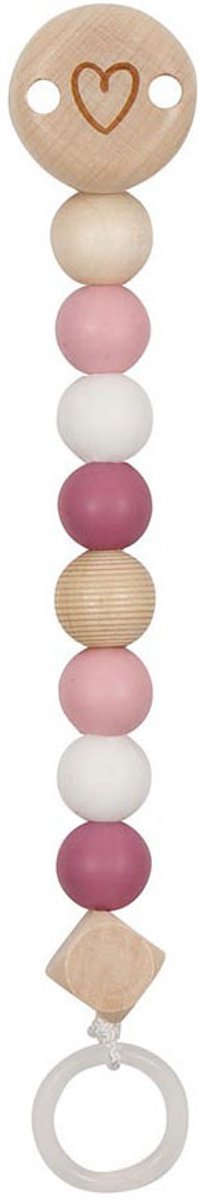 Goki Houten Fopspeenketting Hart Roze