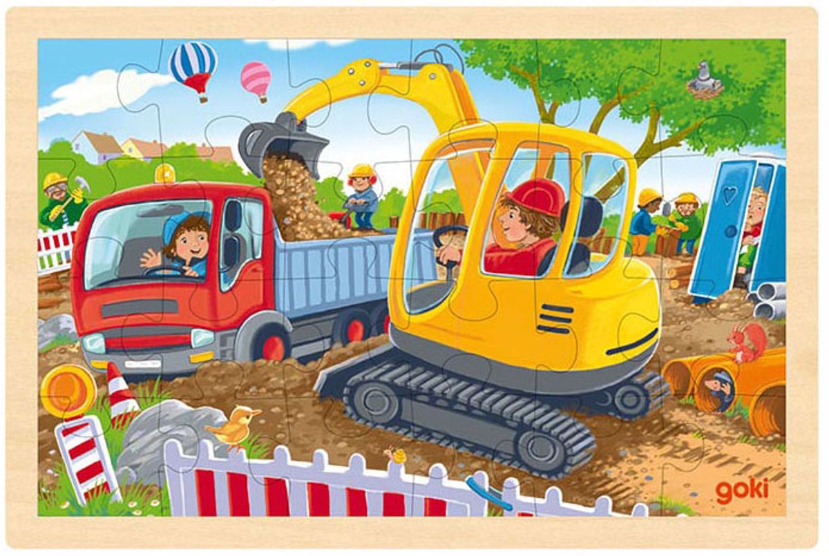 Goki Houten Legpuzzel Graafmachine, 24st.