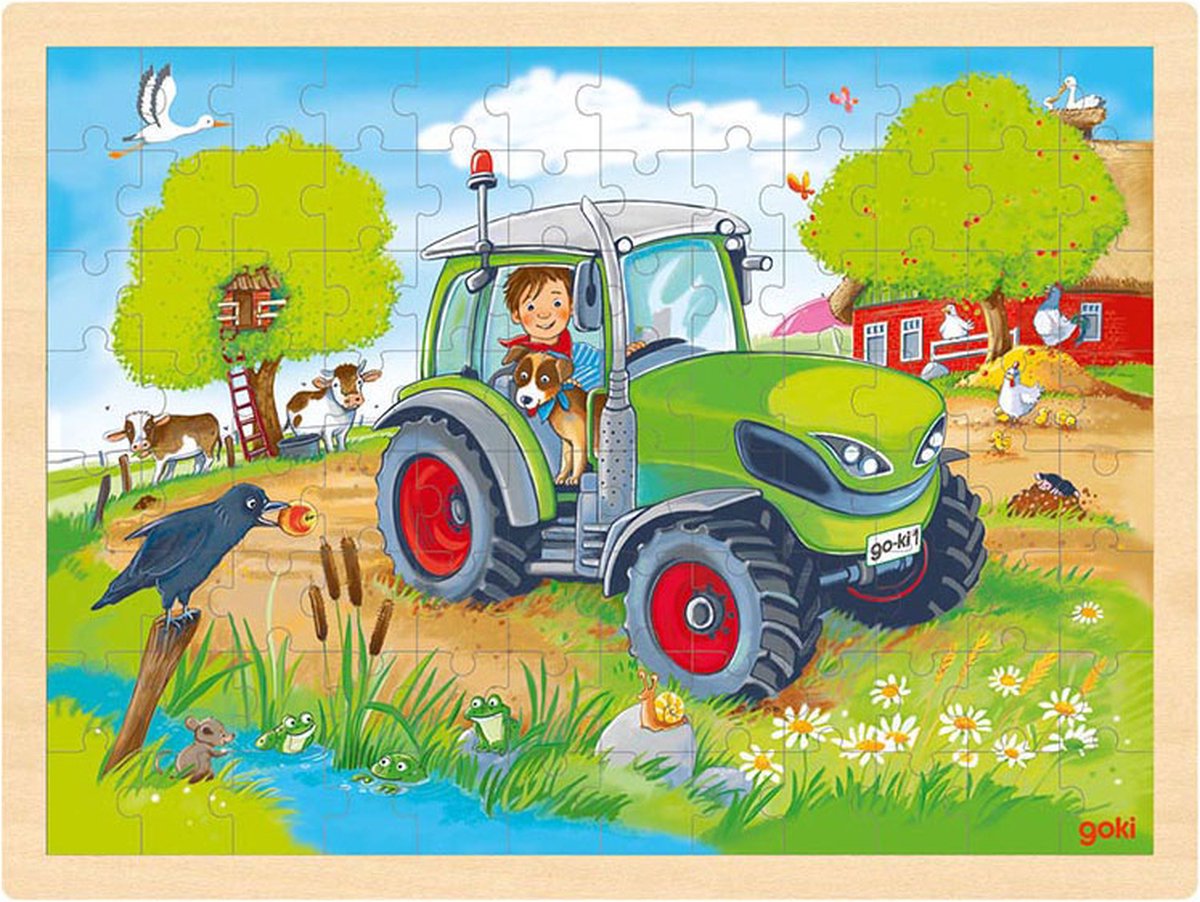 Goki Houten Legpuzzel Tractor, 96st.