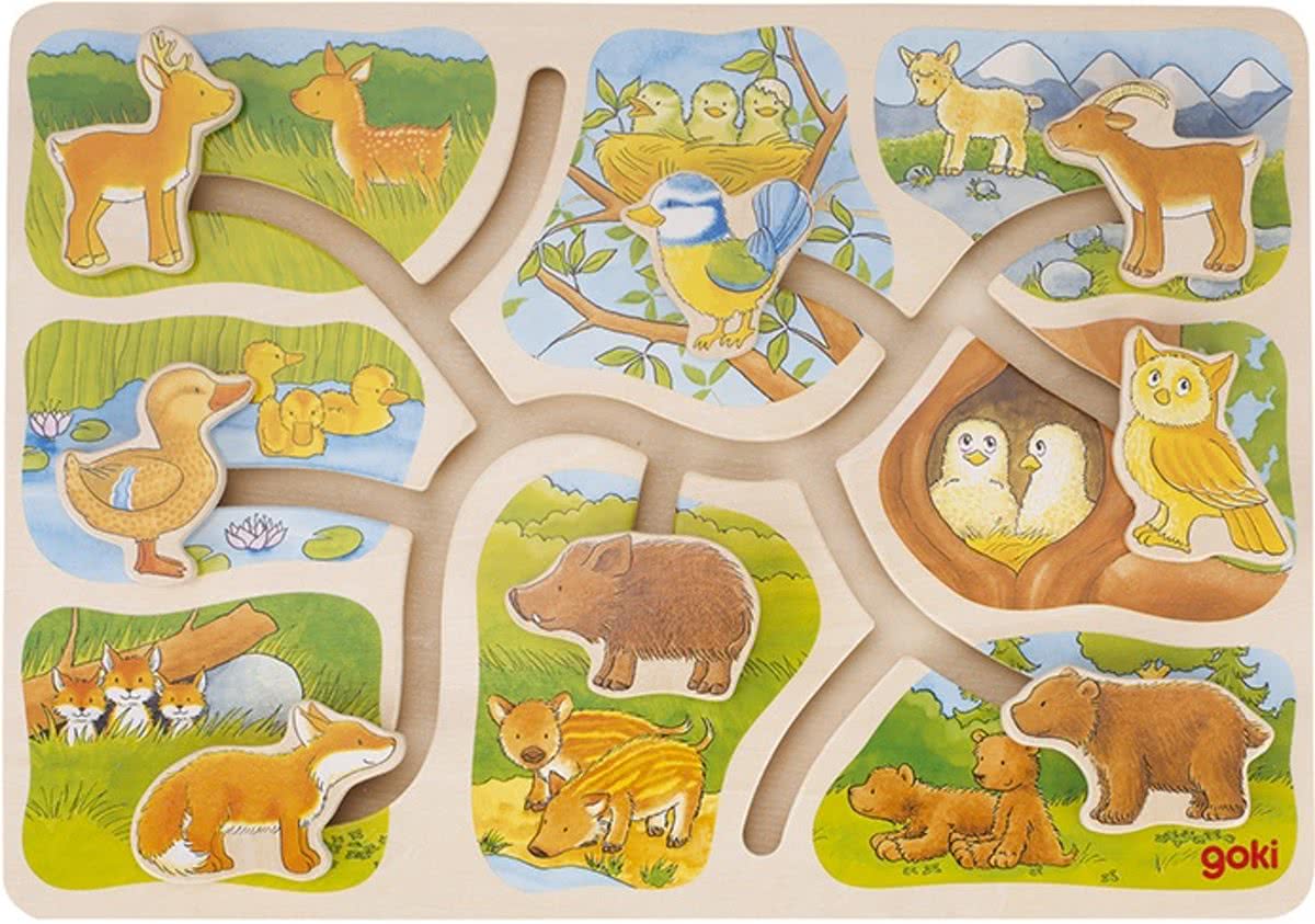   Houten Schuifpuzzel Wie Hoort Bij Wie 30 Cm 8-delig