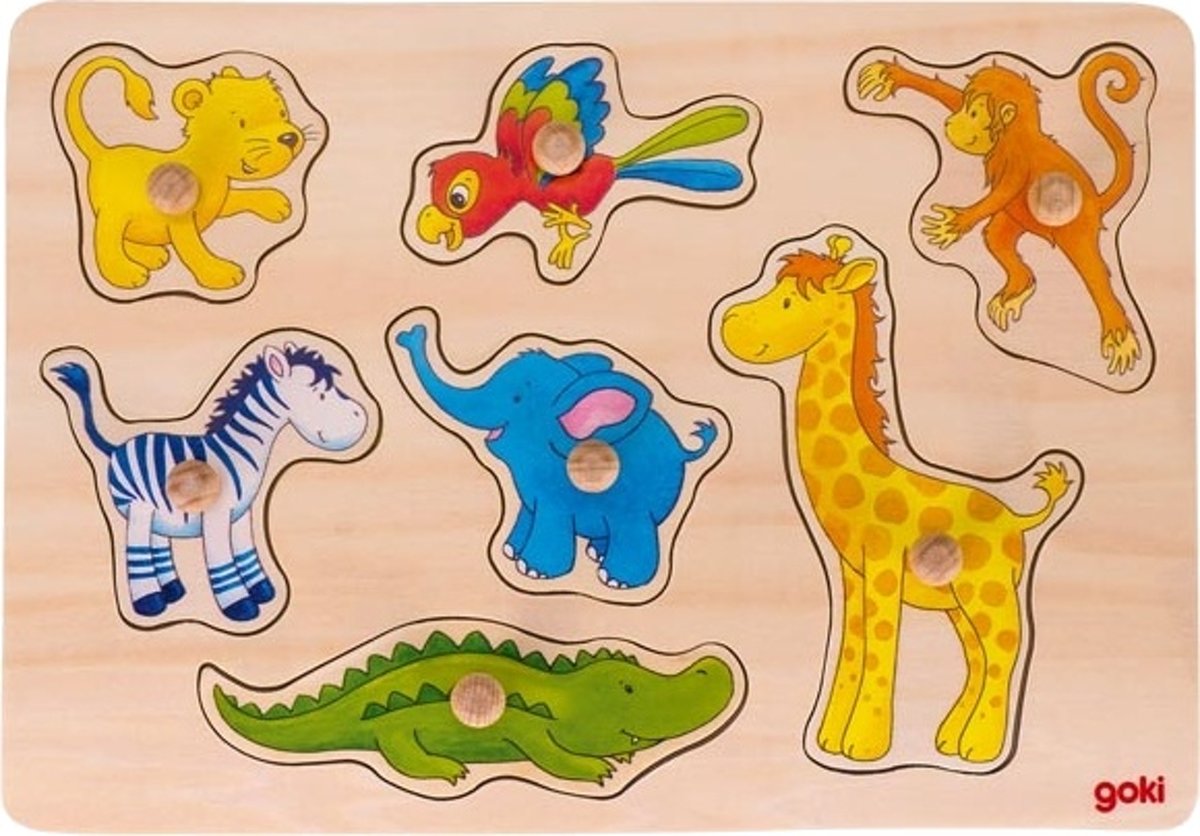   Houten Vormenpuzzel Safari 30 X 21 Cm 8 Stukjes