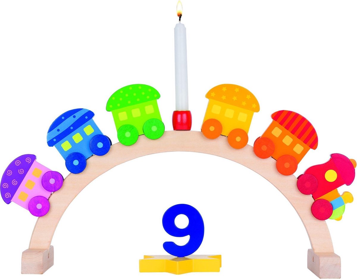 Goki Houten kaarsenhouder verjaardag: kleine trein