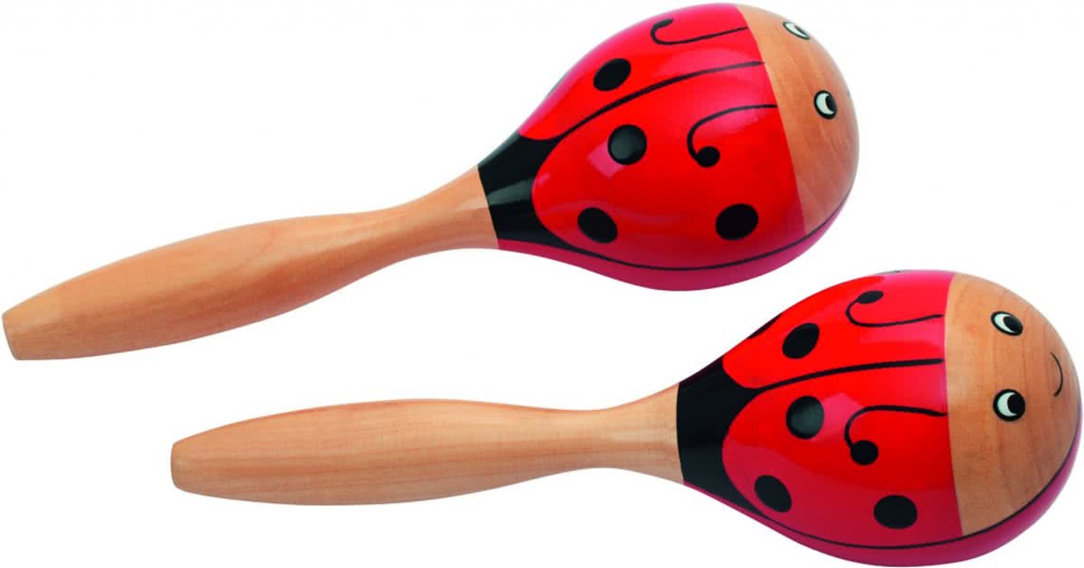   Houten maracas: lieveheersbeestje 10,5 cm