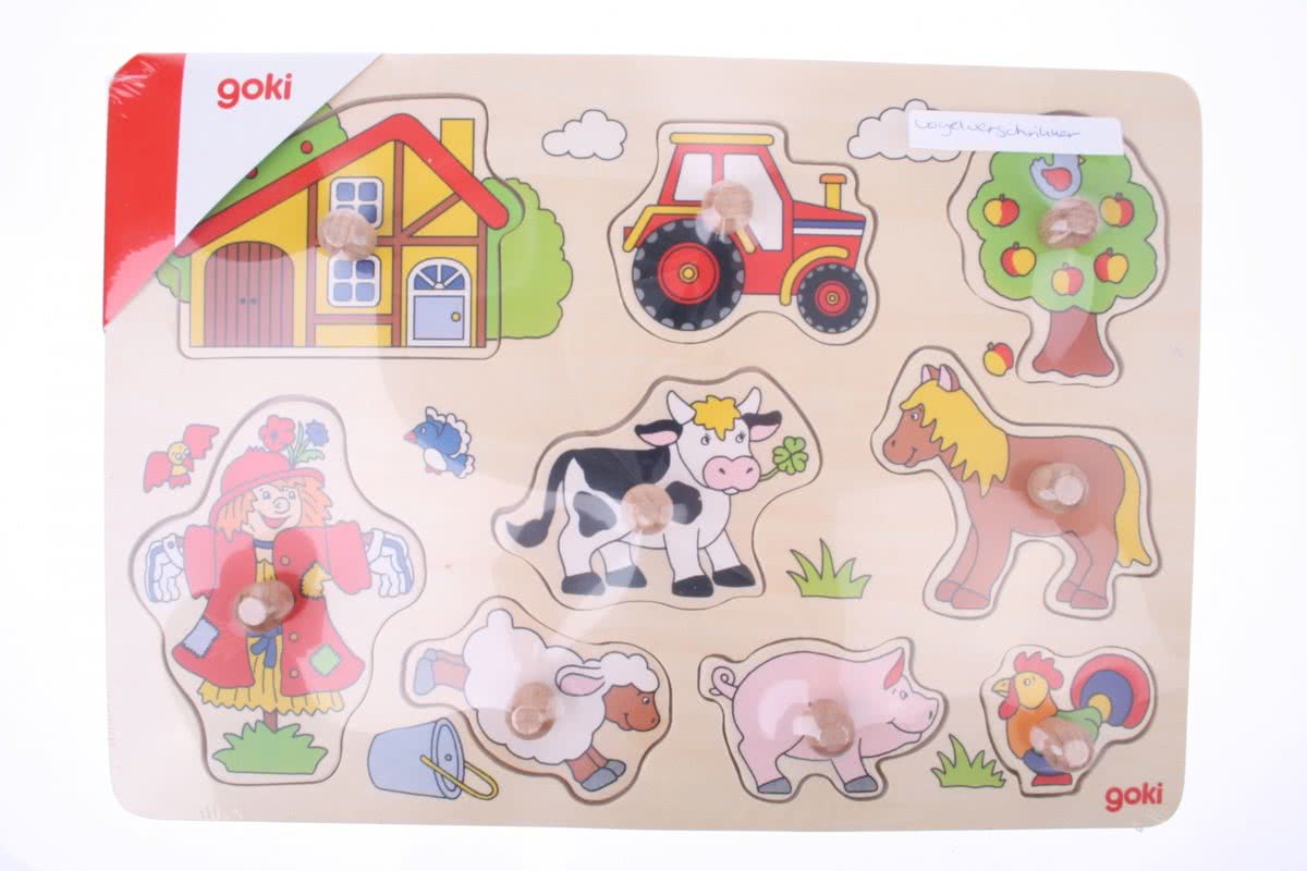   Knopjespuzzel Met Vogelverschrikker,boerderij En Dieren