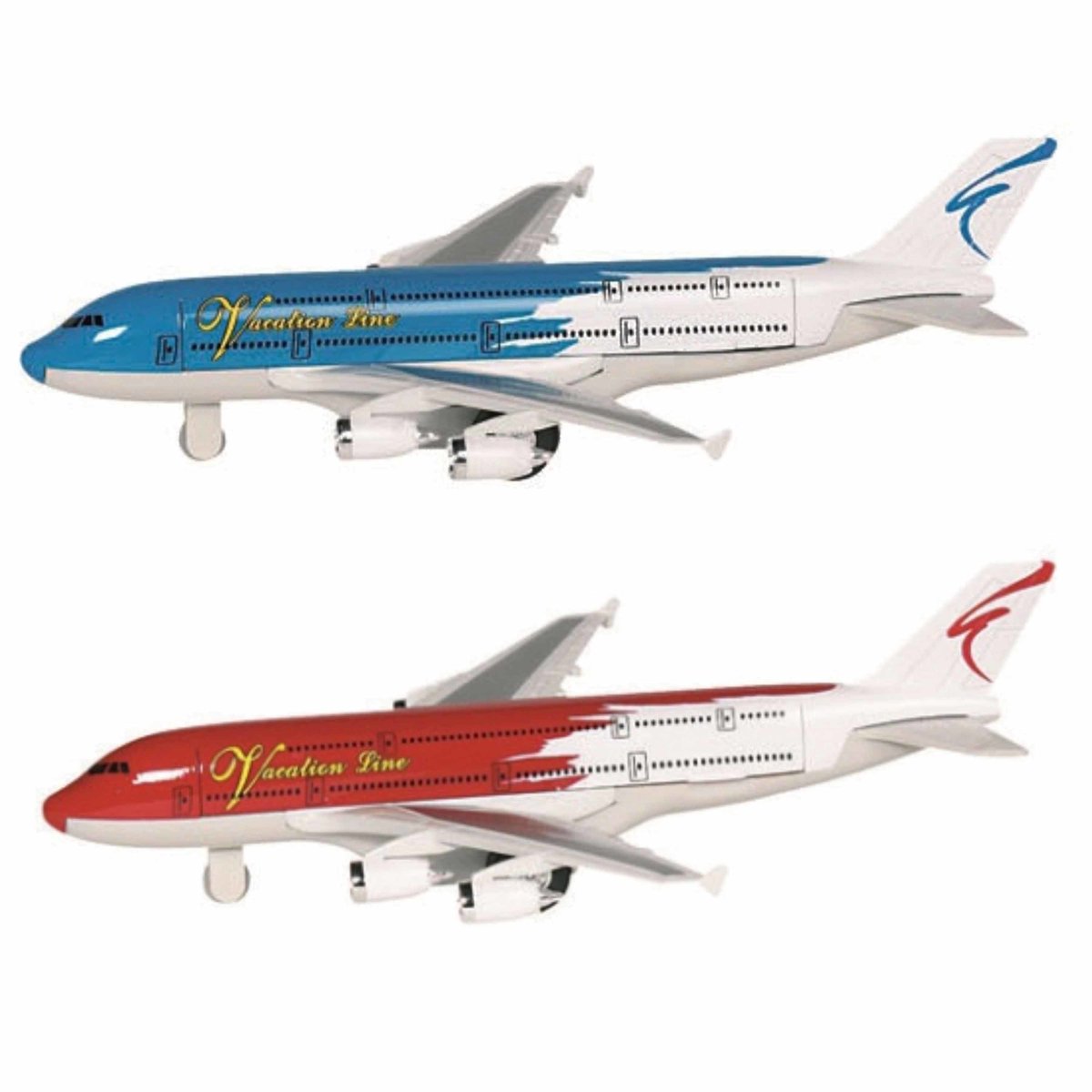 Goki Speelgoed Vliegtuigjes - 2x stuks - 19 cm - blauw en rood - pull back motor - kinderen