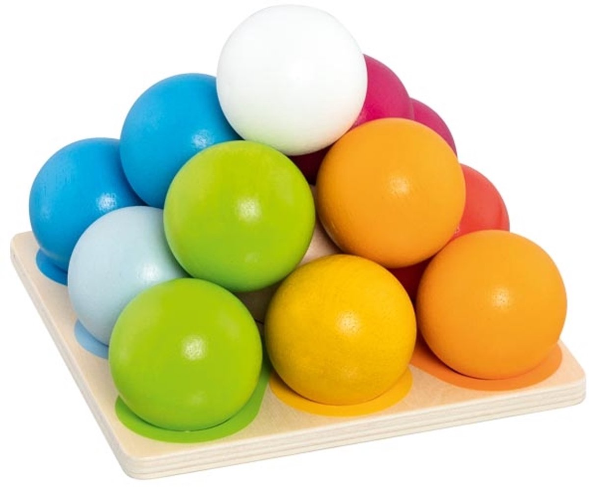 Goki stapelspel educatief houten speelgoed kleurrijk motoriek.