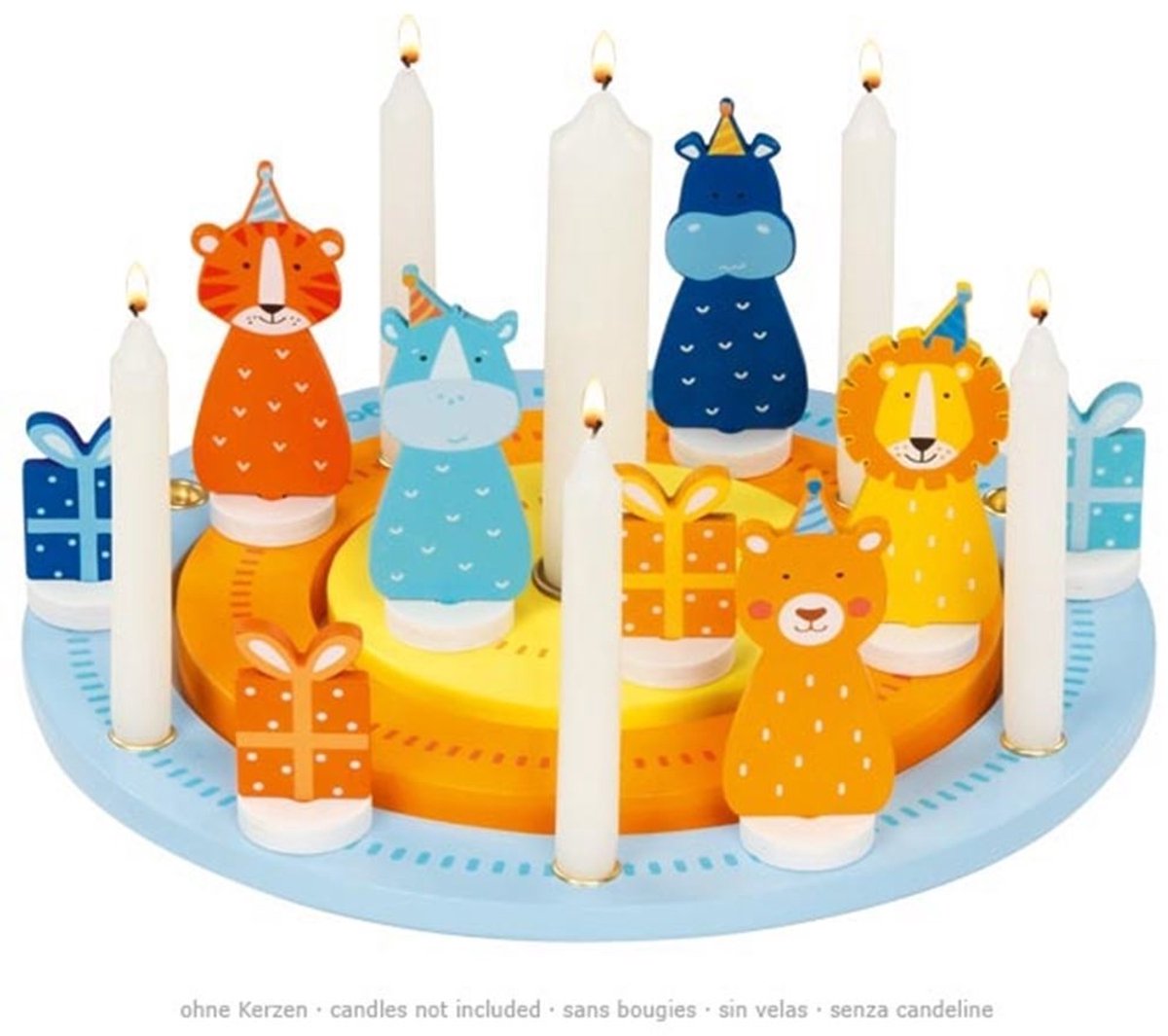 Goki verjaardagskrans kleurrijke feestdecoratie hout.