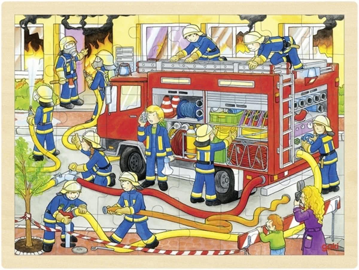 Houten Legpuzzel - Brandweer, 48st.