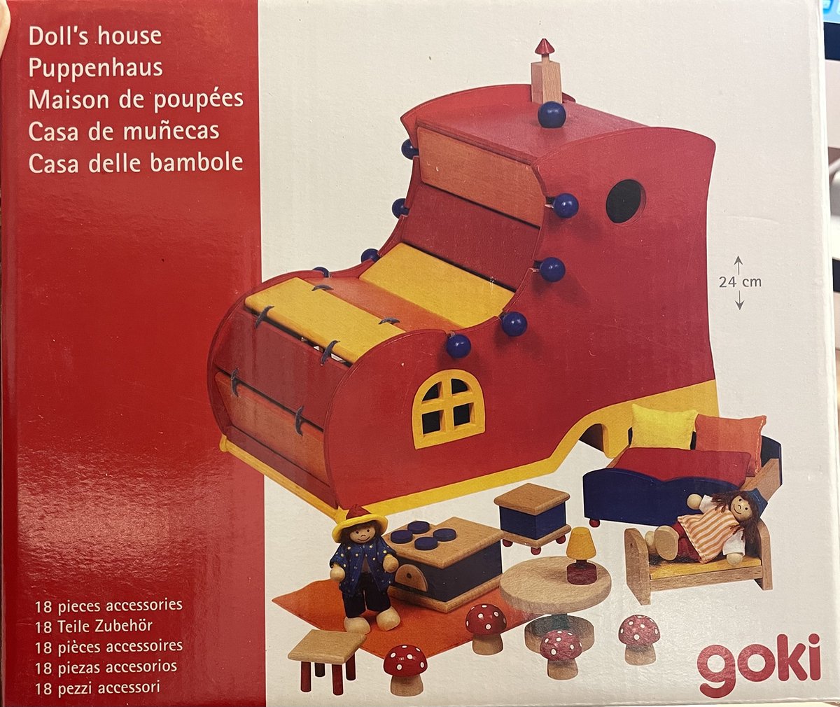 Houten poppenhuis schoen Goki 18 delig