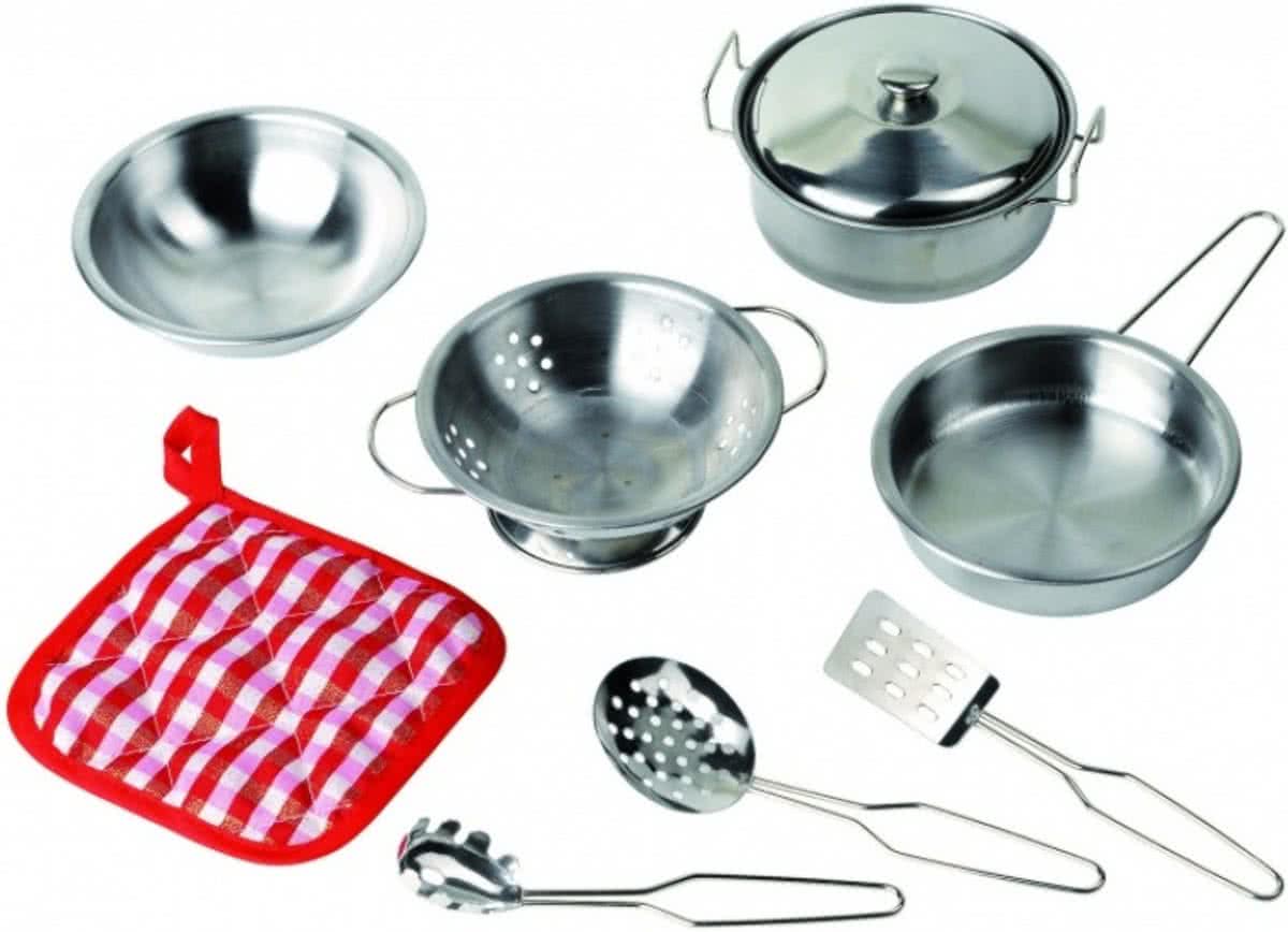 KOOKSET II, kom diam.10cm, metaal en stof, 9-delig, roestvri