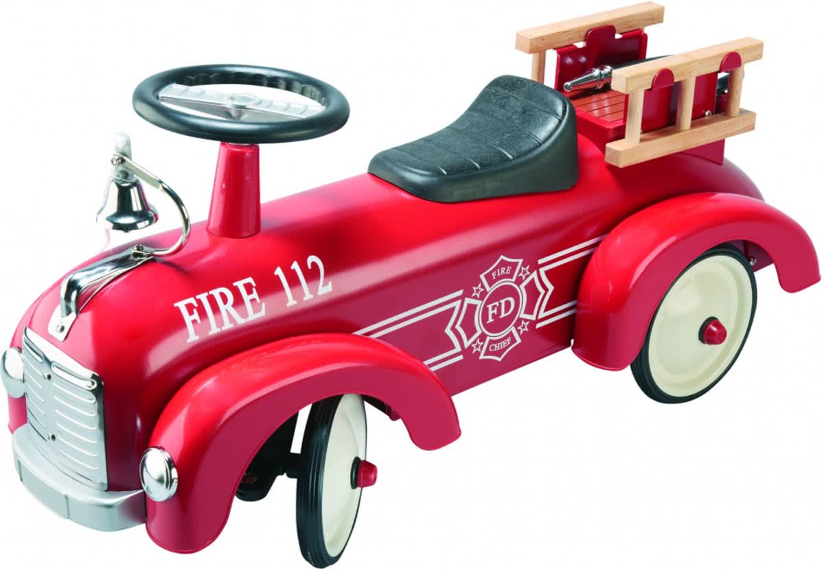 Loopauto: BRANDWEERWAGEN 75x24,5x34,5cm, rood, in metaal en kunststof, 1+