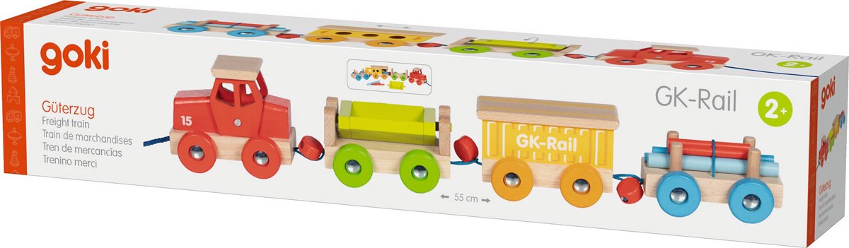 Trein: GOEDERENTREIN GK-Rail 55x7,6x8,8cm, hout, 2+