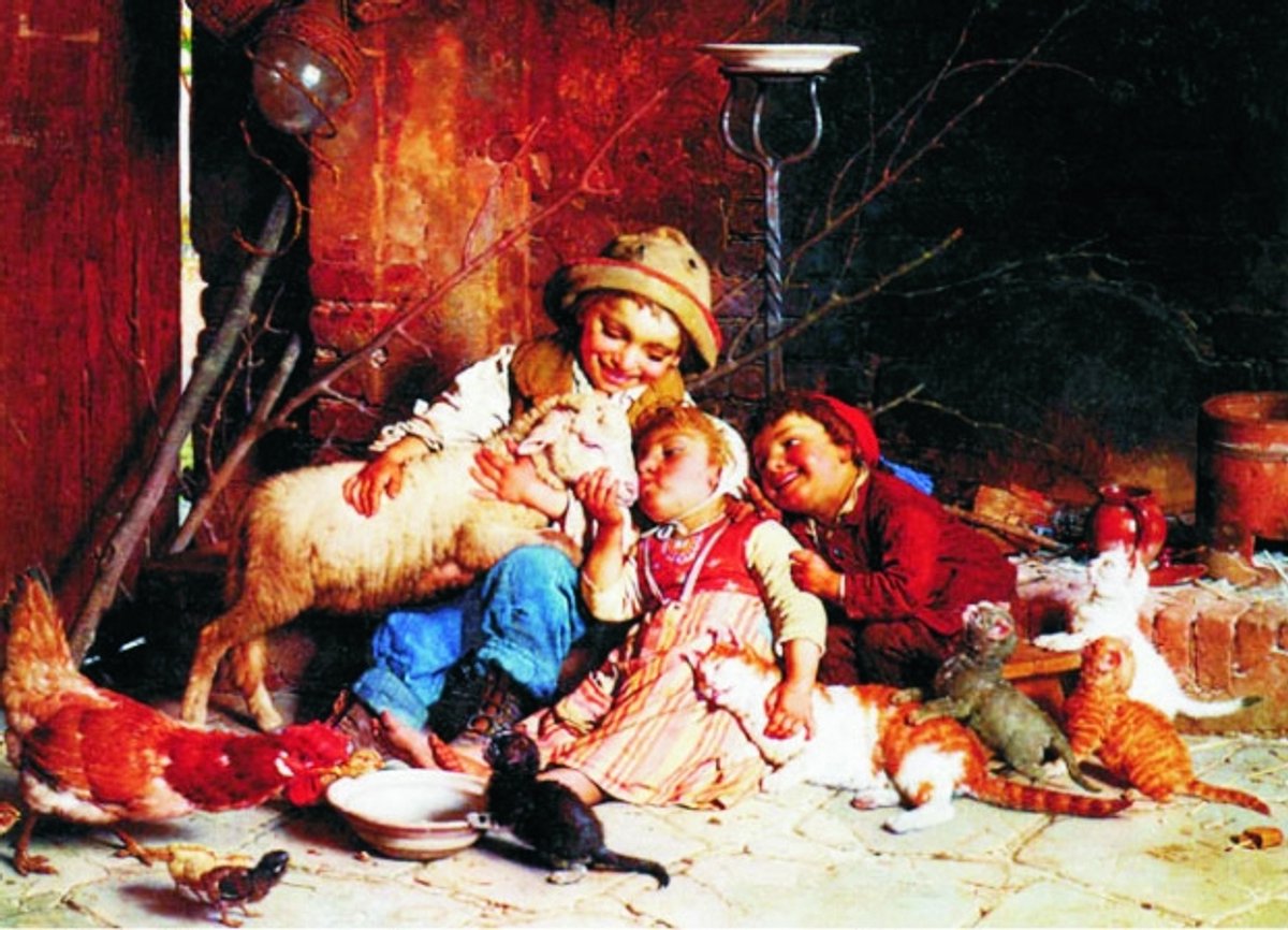 Gold puzzel legpuzzel Gaetano Chierici Farmyard Rascals 1000 stukjes.