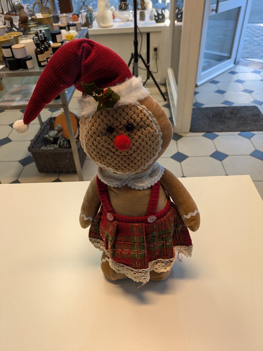 Kerstpop 45 cm hoog -vrouw - telscoop beentje