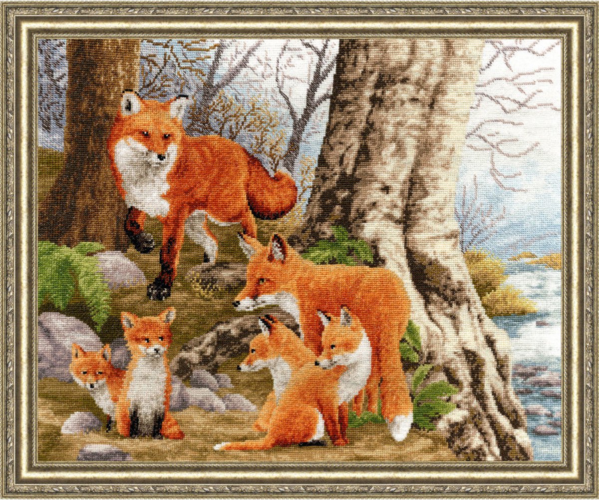 Golden Fleece borduurpakket Vossenfamile DZH-036 ca. 32.6 x 41 cm