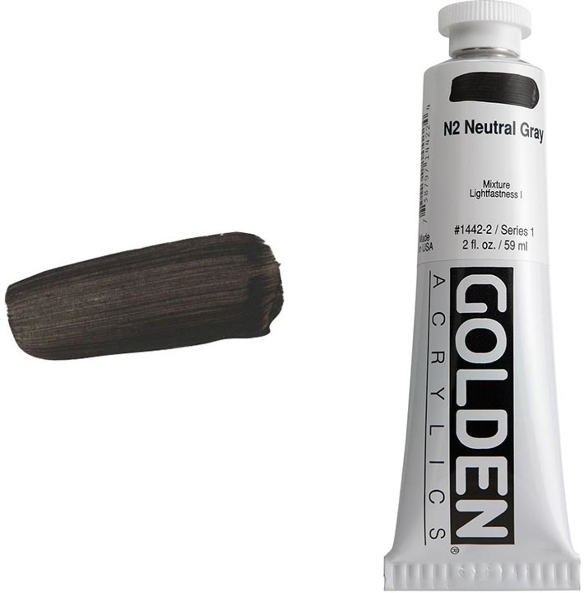 Golden Heavy Body Acrylverf Serie 2 I N2 Neutral Gray (1442-2) 59 ml