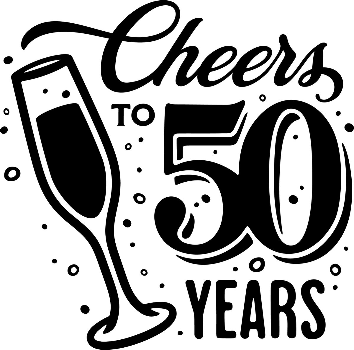 Sticker - Cheers to 50 years - 30x30cm - wit - 1 stuks - stickers - verjaardag - verjaardag decoratie - verjaardag versiering - feest - feest versiering - feestartikelen - raamstickers - raamsticker - Stickers volwassenen