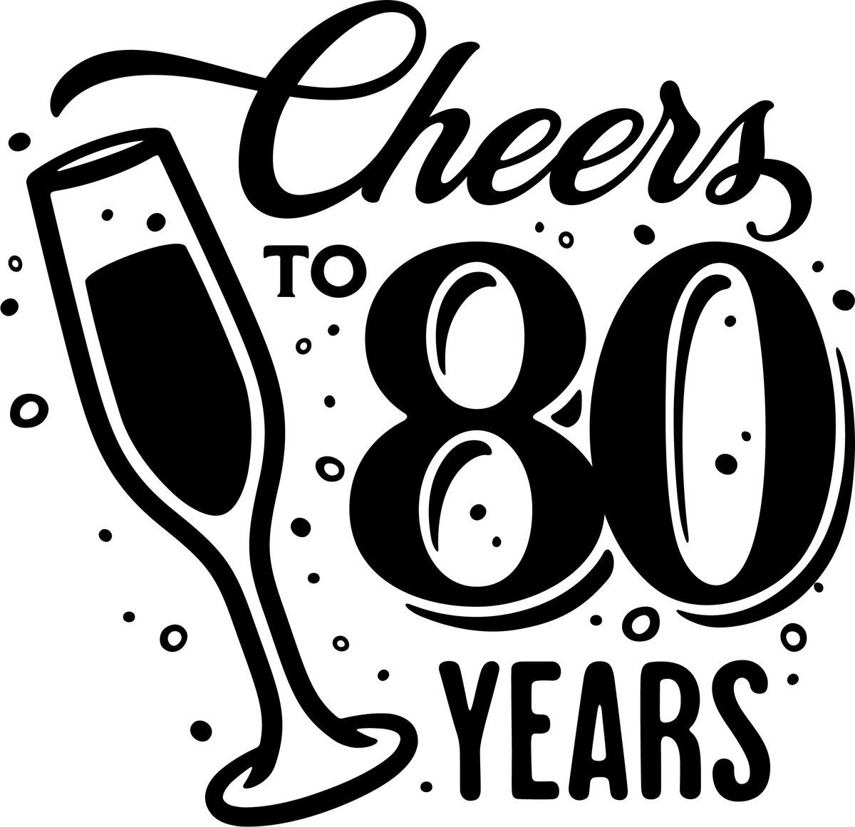 Sticker - Cheers to 80 years - 20x20cm - wit - 1 stuks - stickers - verjaardag - verjaardag decoratie - verjaardag versiering - feest - feest versiering - feestartikelen - raamstickers - raamsticker - Stickers volwassenen