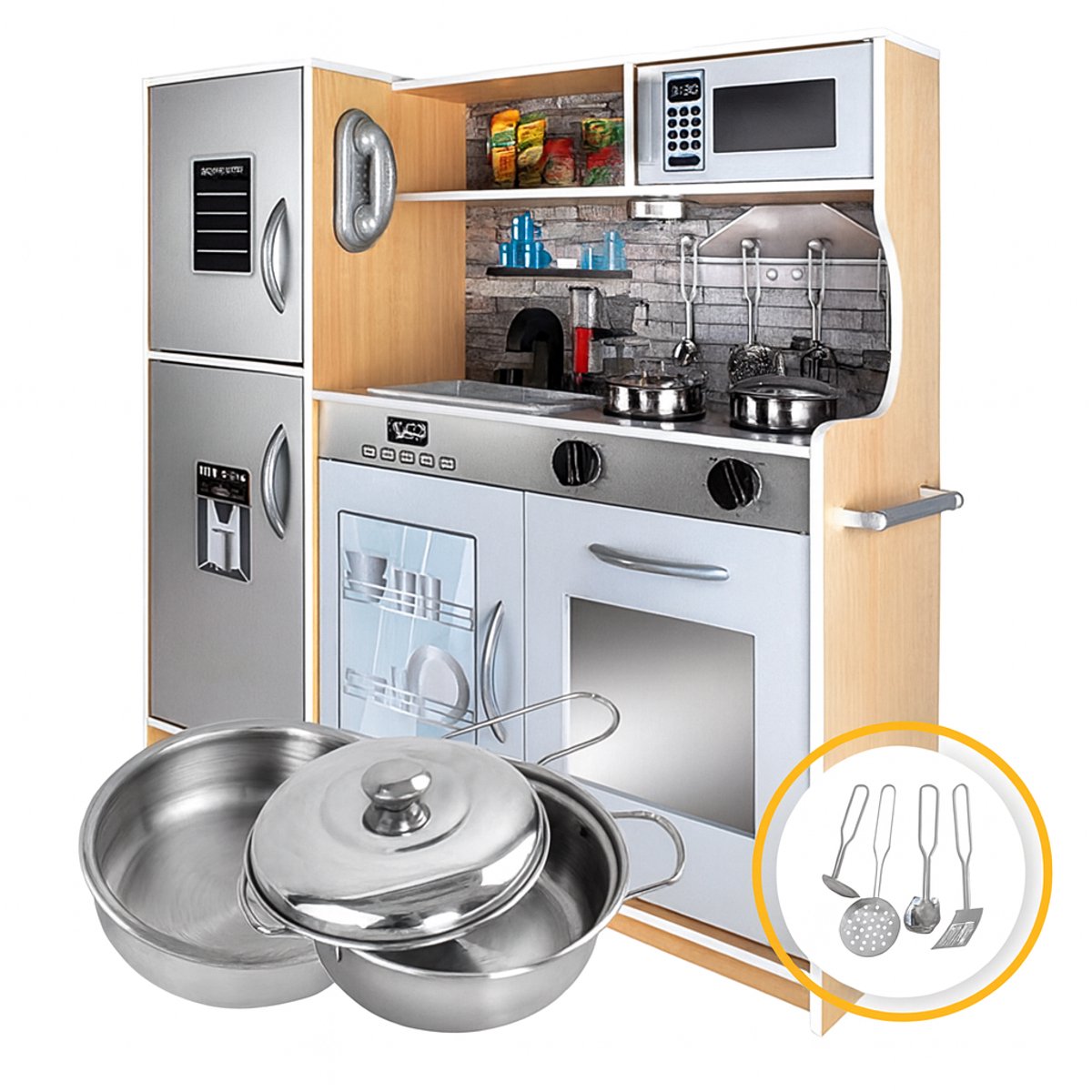 Golermo Kinderkeuken XL met Licht & Geluid – Compleet met Accessoires – Speelgoedkeuken voor Kinderen 3+