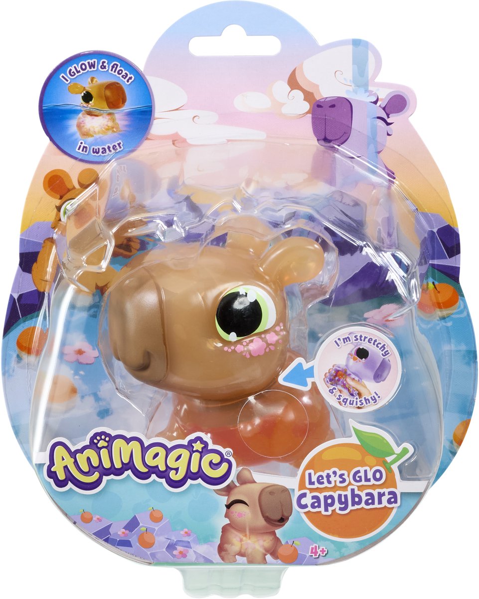 Animagic Lets Glo Capybara Brown - Speelfiguur - Lichtgevende Capybara