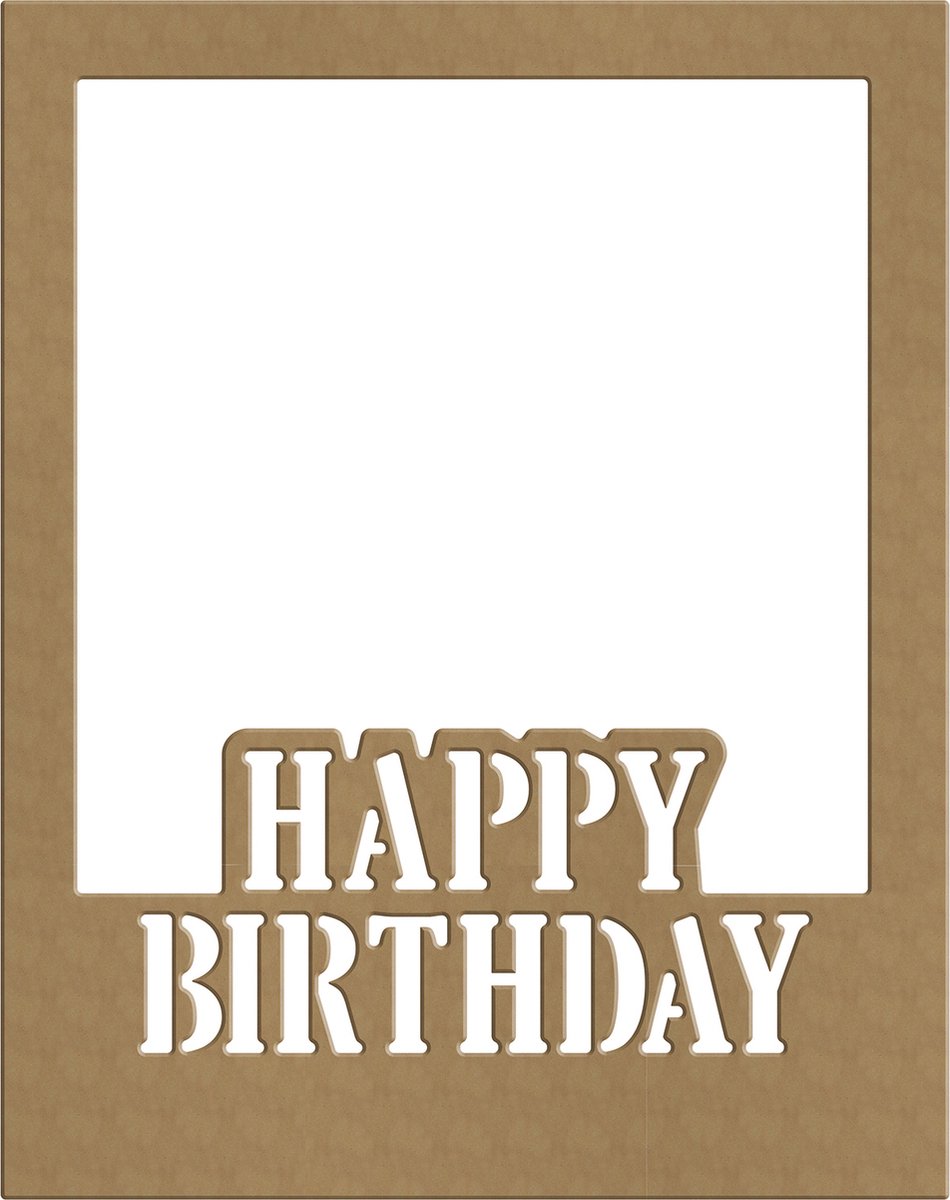 Gomille MDF Figuur photobooth lijst 57x72 cm Polaroid Happy Birthday.