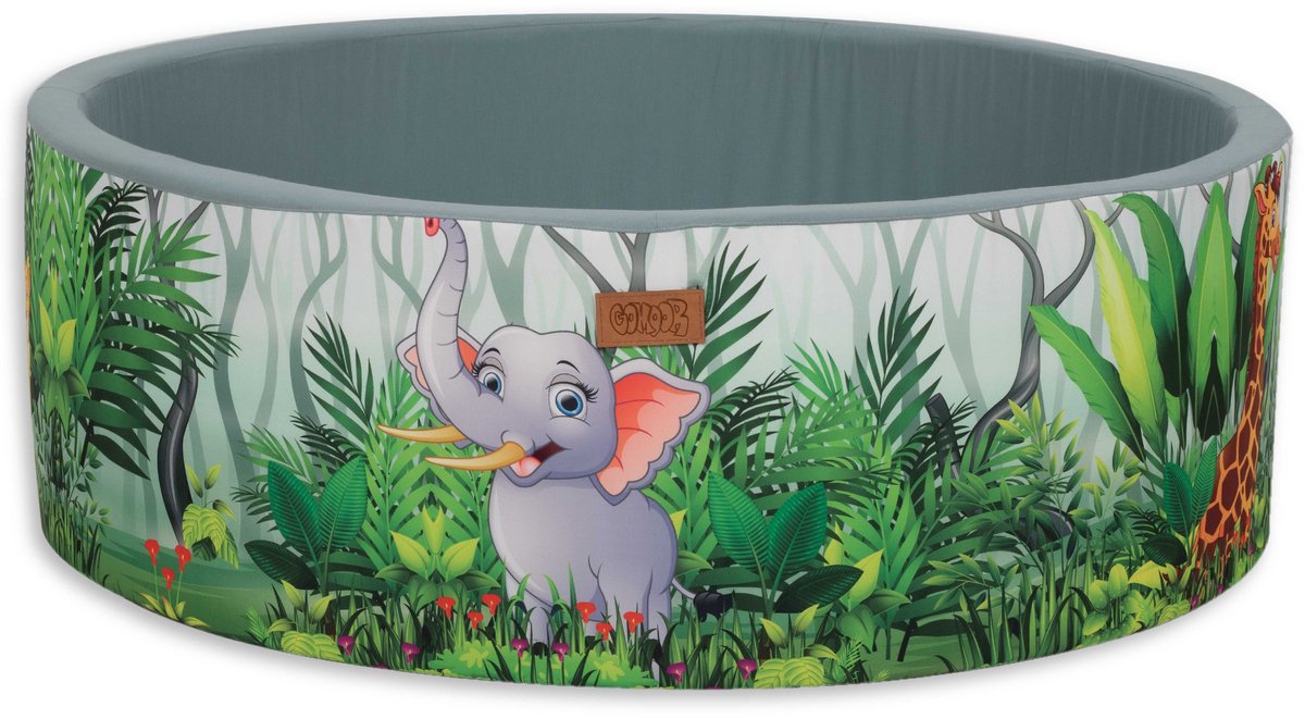 Ballenbak Baby Speelgoed 1 jaar - Olifant Safari Jungle Ballenbad - Gomoor - 100% Katoen ballen 200 stuks Ø 7 cm - Uniek