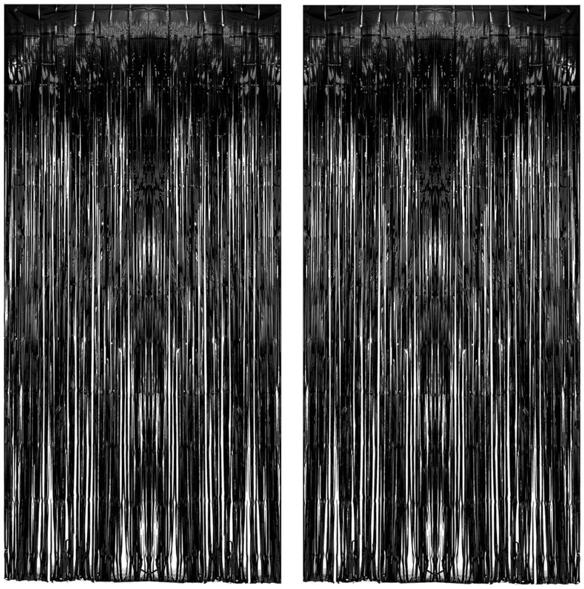 Goodivery - Feestversiering - Tinsel Gordijn - Metallic Fotowand - Zwart