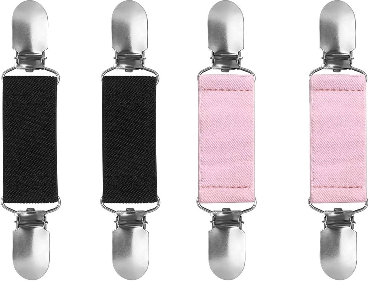 Goodivery ® 4 stuks retro cardiganclips, wanten, handschoenen, elastische kledingclip, antislip, dressclips, sweater, cardiganclips, gebreide jas, accessoires voor volwassenen en kinderen (roze en zwart)