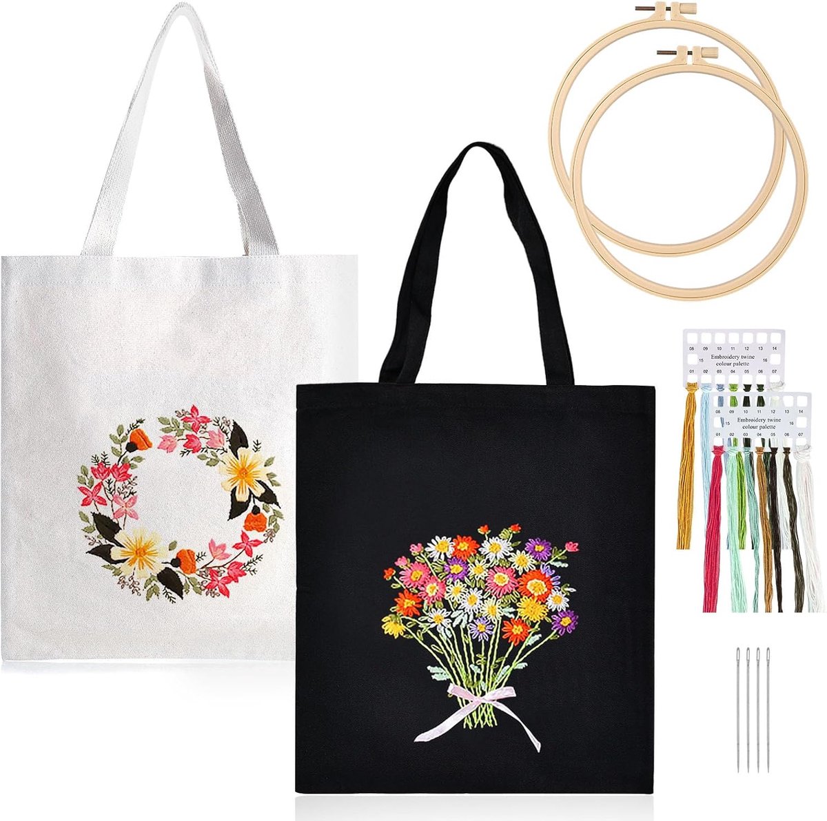 Goodivery ® Complete Set voor Canvas Tas Borduurprojecten voor Beginners en Enthousiaste Hobbyisten