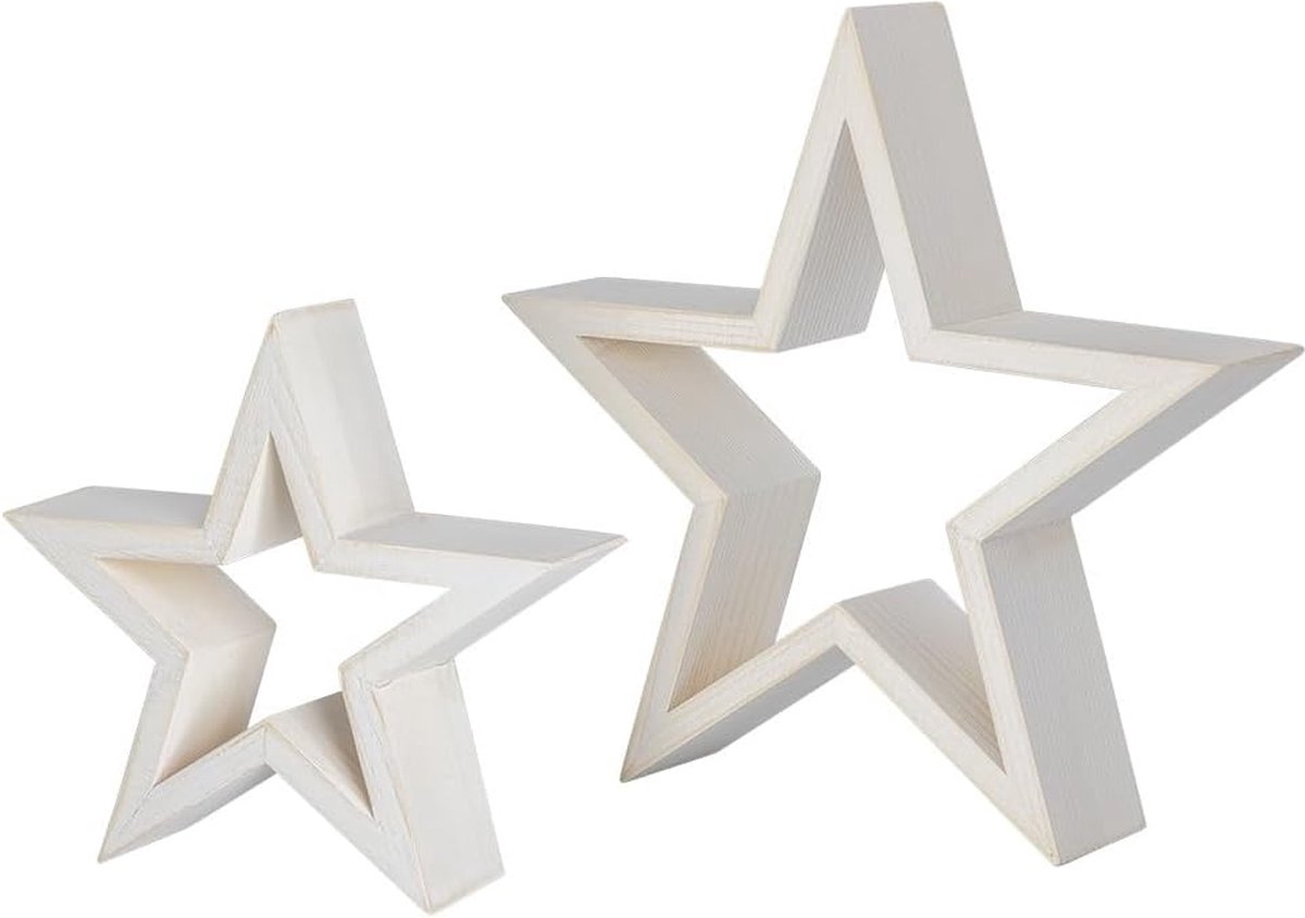 Goodivery ® Decoratieve Houten Sterren met Vintage Uiterlijk voor Kerst en Winter