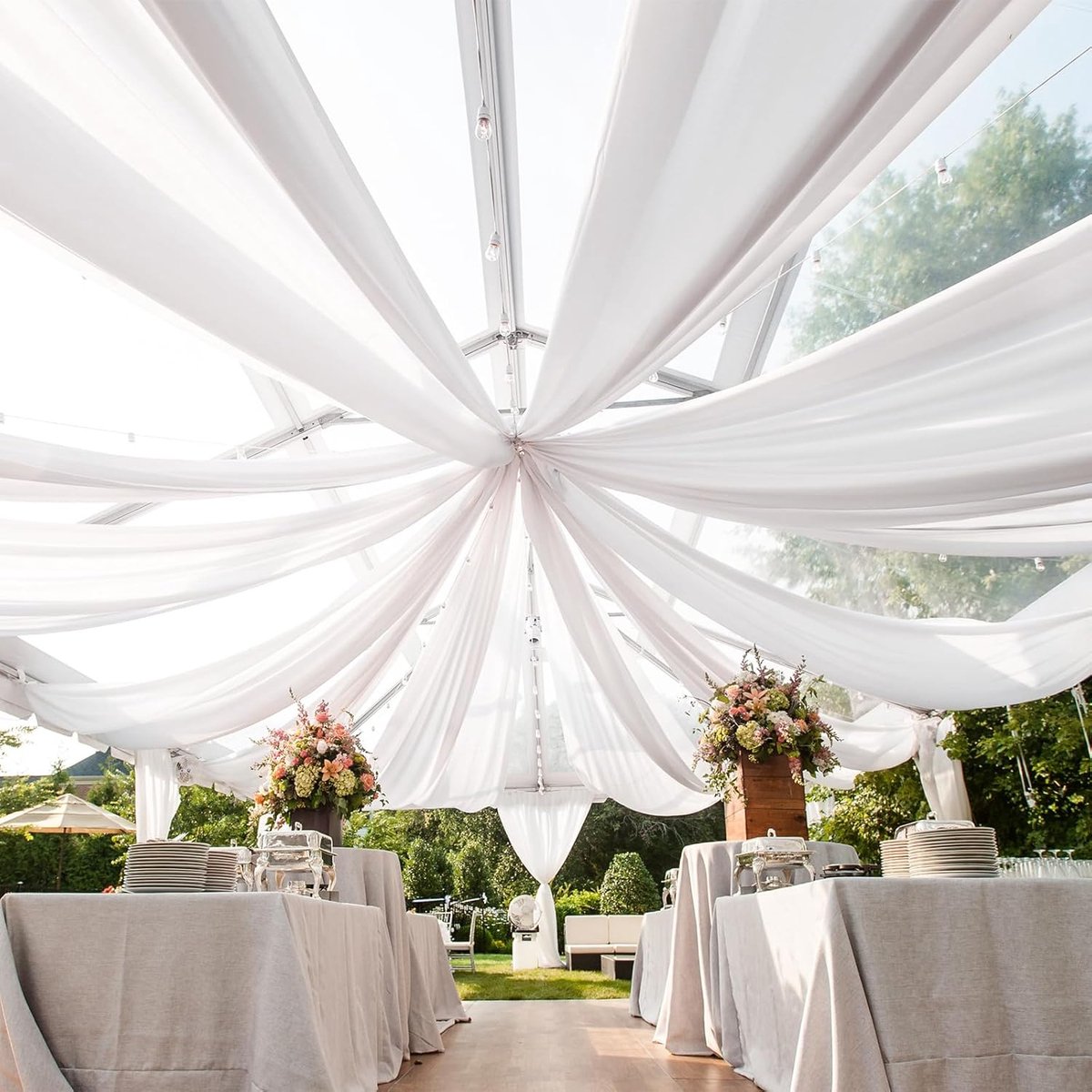 Goodivery ® Witte Plafondgordijnen voor Bruiloften en Feesten - 6 Panelen - 1.5 x 6 m - Chiffon Tulle Decoratie