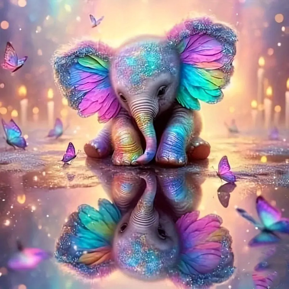 5D Diamond Painting Olifant met Vlinders - Compleet Pakket met Gereedschap, Kleurrijke Steentjes & Canvas - Creatieve Hobby voor Volwassenen & Kinderen - Ontspannende Knutsel set voor Thuis - Inclusief Pen, Wax & Bakje - Perfect Cadeau Idee