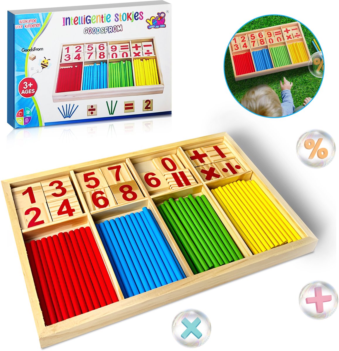 GoodFrom® Montessori wiskunde speelgoed - Getallen leren met rekenstaafjes - vanaf 3 jaar voor de vroege motorische ontwikkeling & scholing van uw kind - Montessori speelgoed - leer speelgoed