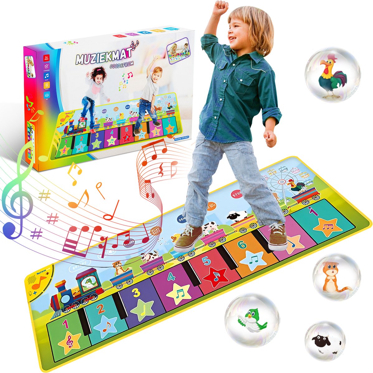 GoodsFrom MuziekMat - Muziekmat met 8 dieren - 3jaar - dansmat - vloermat - speelgoed voor kinderen - meisjes en jongens