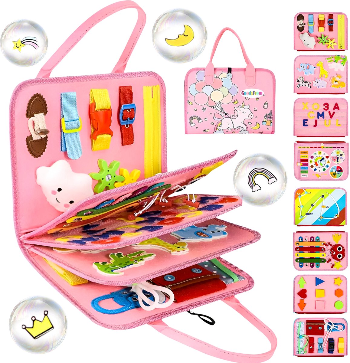 GoodsFrom® Busy Board - Montessori speelgoed - Activiteitenbord - Sensorisch speelgoed - Educatief speelgoed - Montessori activiteitenboek - Nederlands