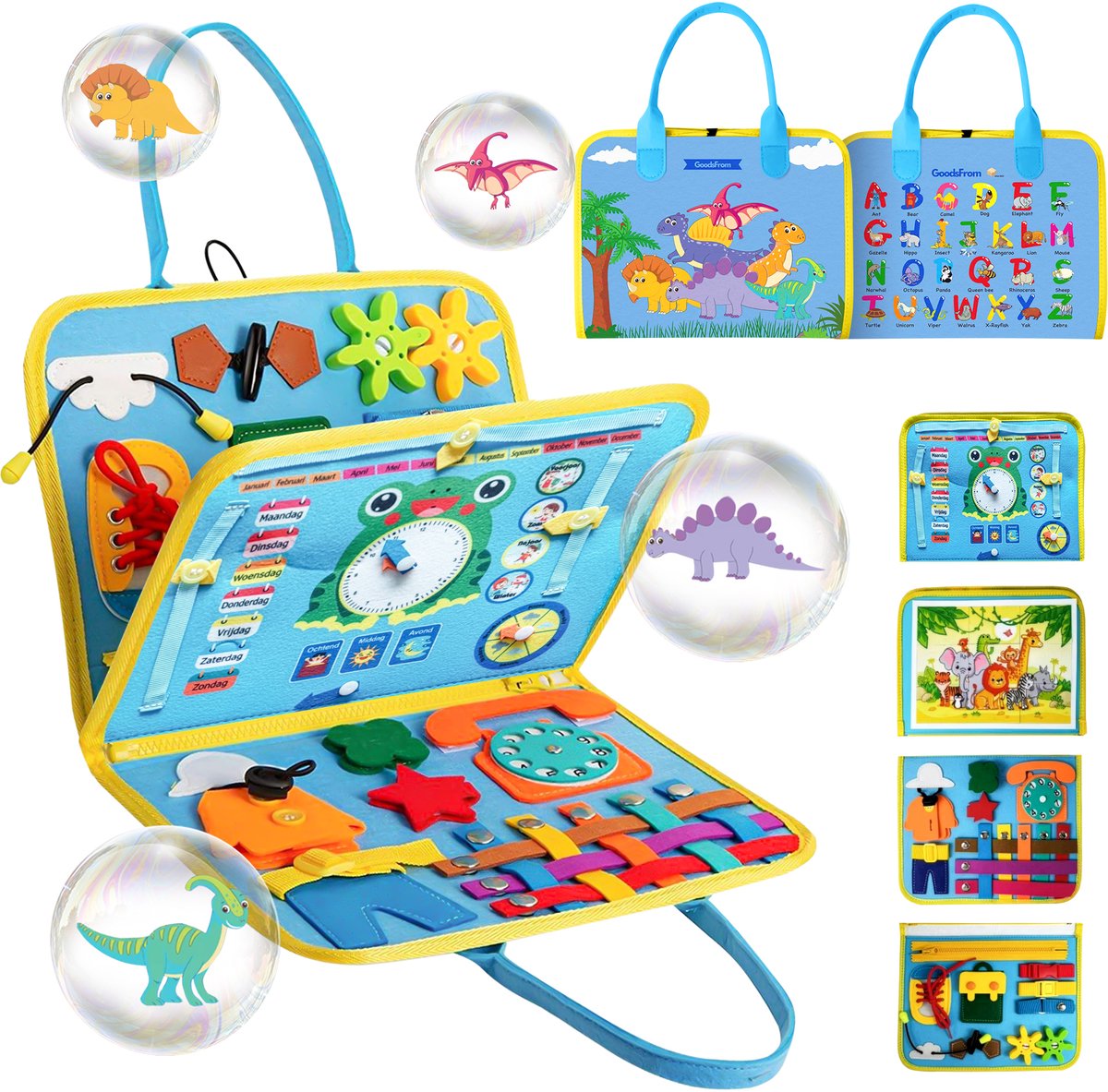 GoodsFrom® Busy Board - Montessori speelgoed - Activiteitenbord - Sensorisch speelgoed - Educatief speelgoed - Montessori activiteitenboek - Nederlands/engels