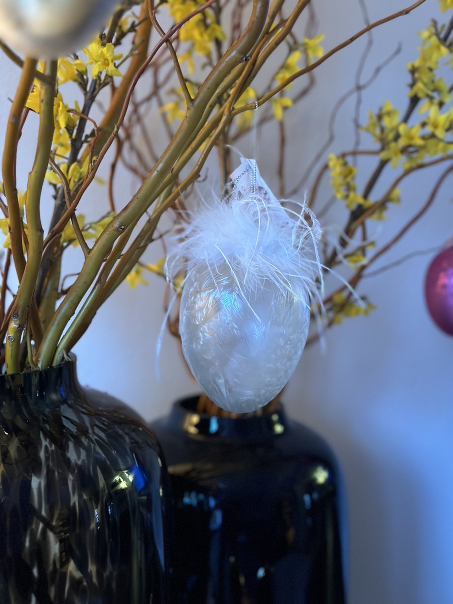 Goodwill - Paasdecoratie - Pasen - Paasei - Glas - Set van 2