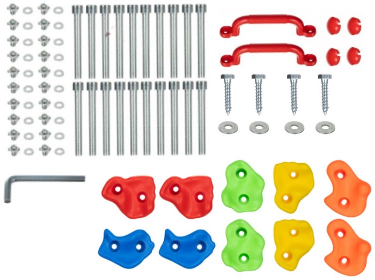Goodz4All 10 Klimstenen met 2 Klimgrepen voor de Klimmuur Klimwand Kinderen