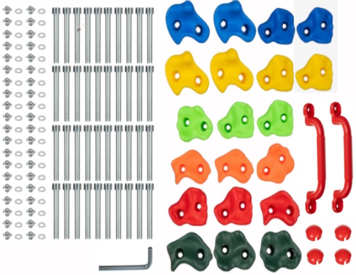 Goodz4All 20 Klimstenen met 2 Klimgrepen voor de Klimmuur Klimwand Kinderen