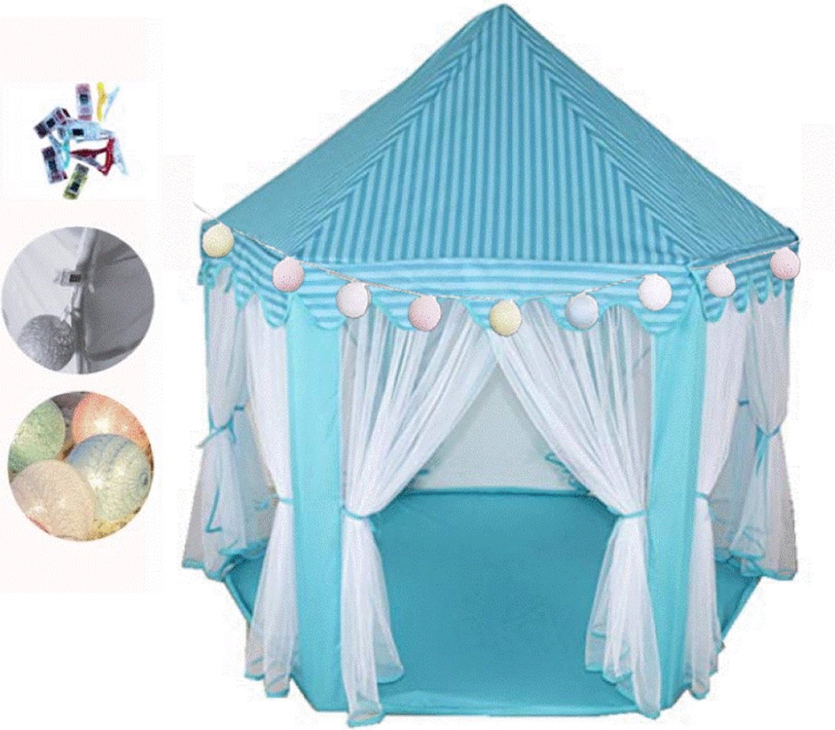 Goodz4All Prinses Tent Kasteeltent Speeltent Kindertent Speelhuisje met Verlichting Blauw