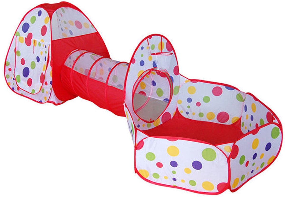 LittleTom Ballenbad Speeltent Set 260x90x100cm - Popup Speelhuisje Kindertent Tunnel Snijplank