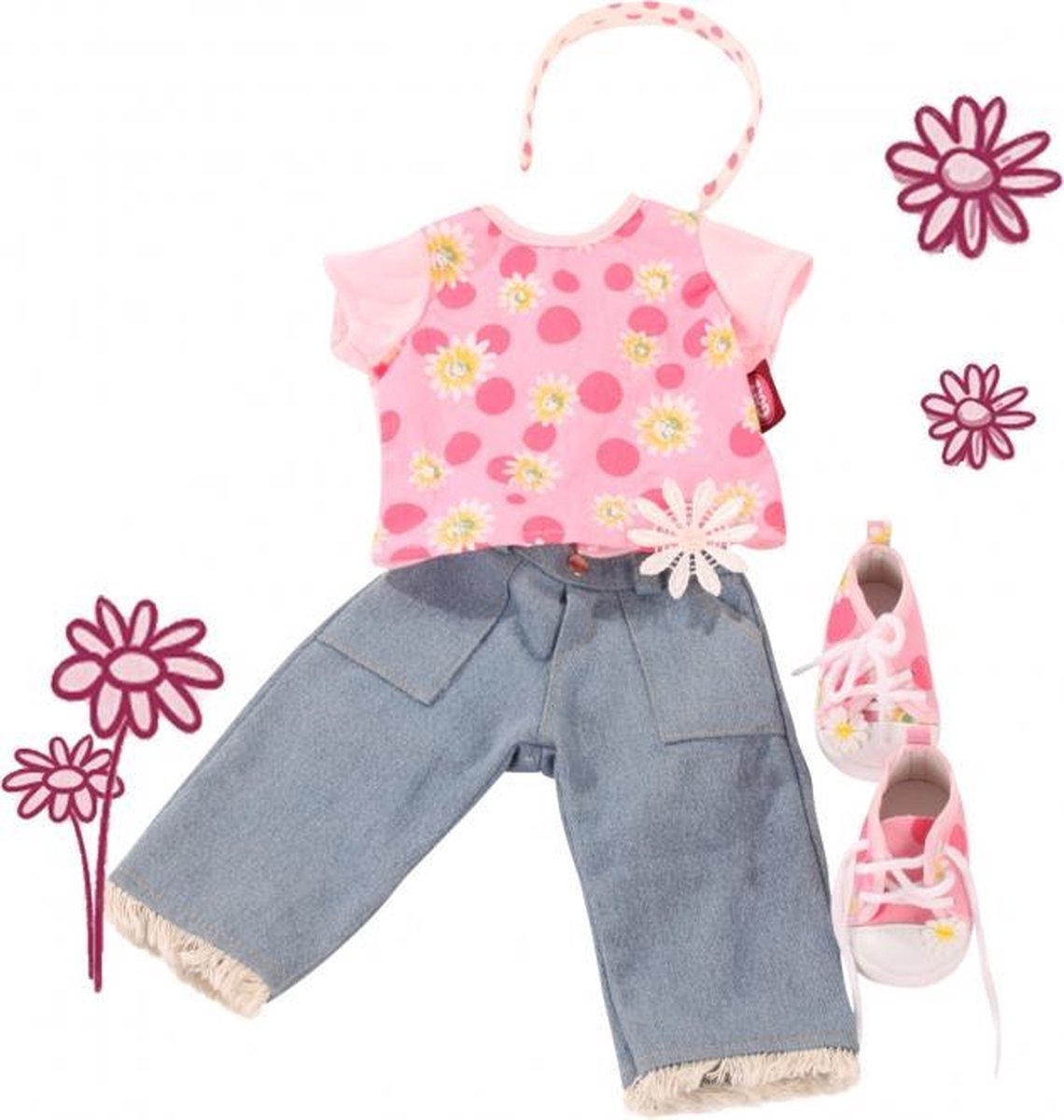 Götz poppenkleding Combi Madeliefjes voor pop van 45-50cm