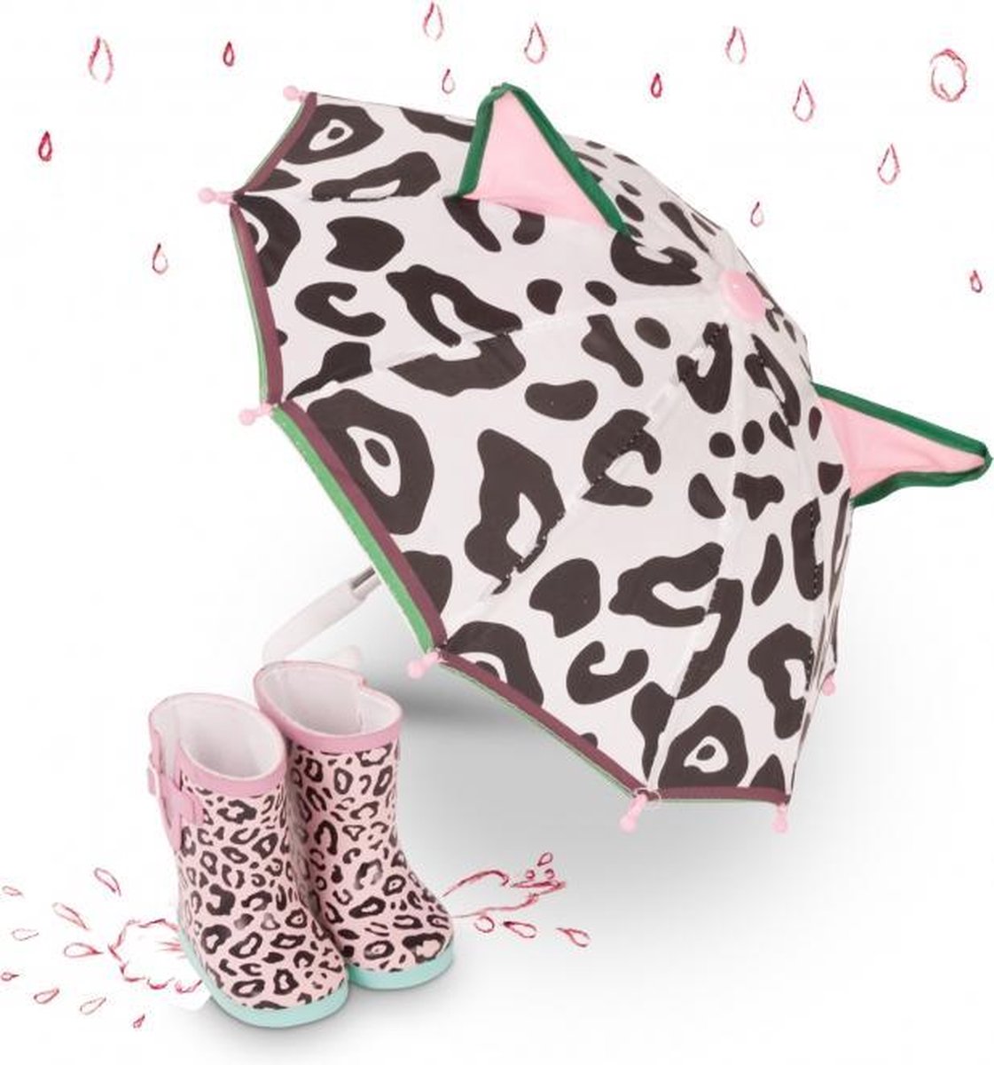 Götz regenkleding voor pop, paraplu en regenlaarsjes 42 - 50cm