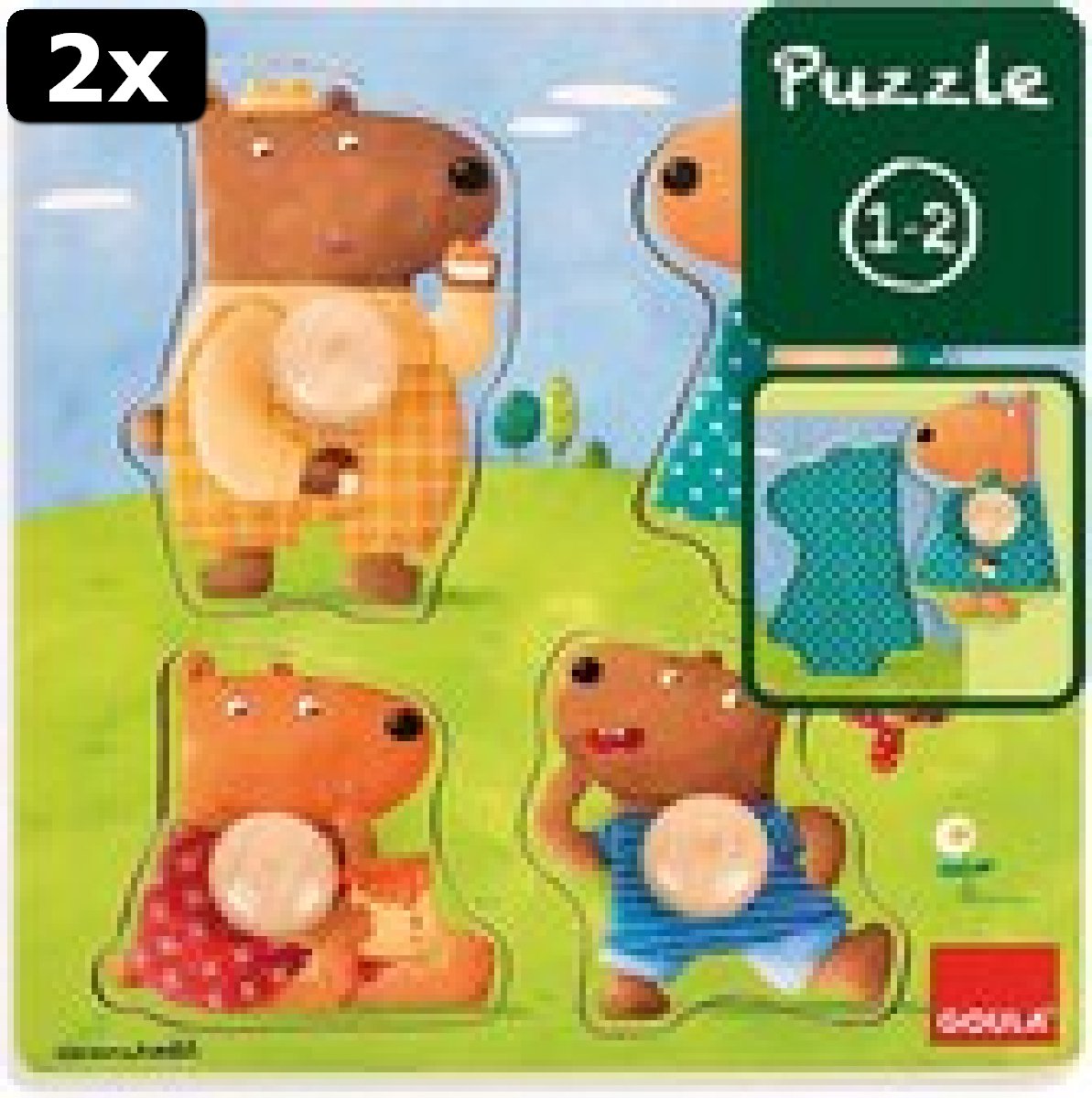 2x Goula  Berenfamilie puzzel - 4 stukjes