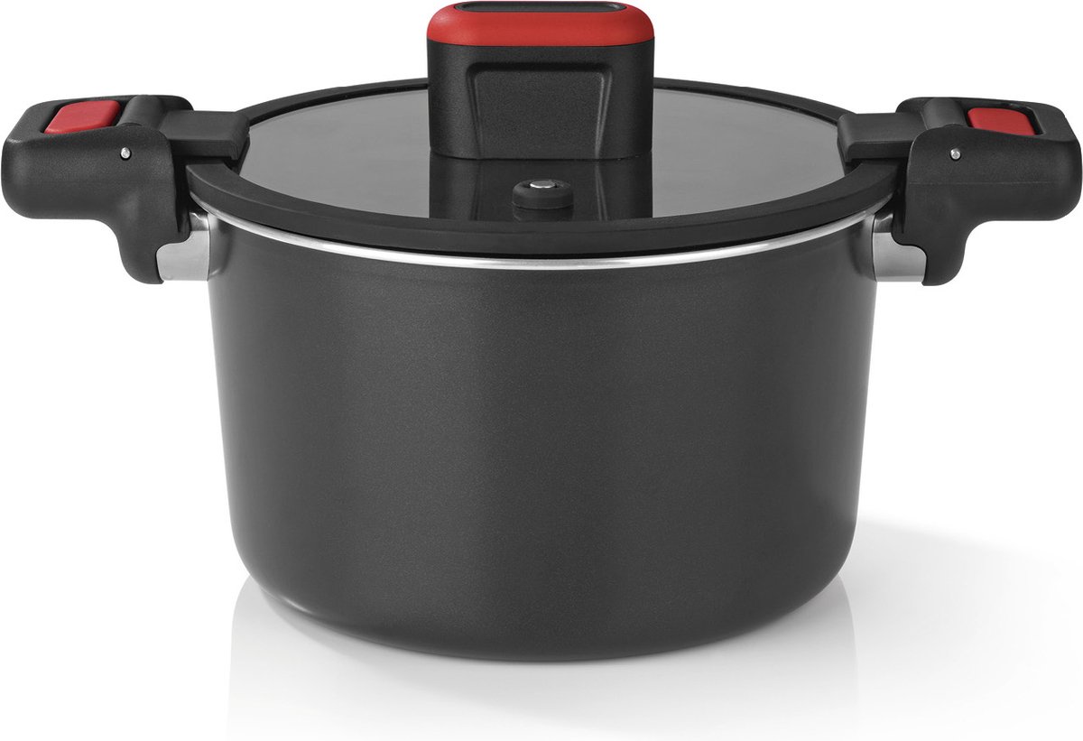 GOURMETmaxx spaarpot aluminium 5.8l - zwart/rood