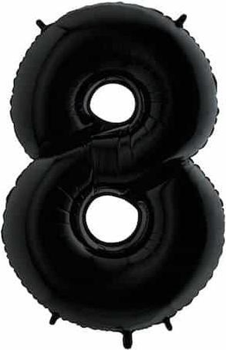 Folie Ballon Cijfer 8 - Zwart - 101cm