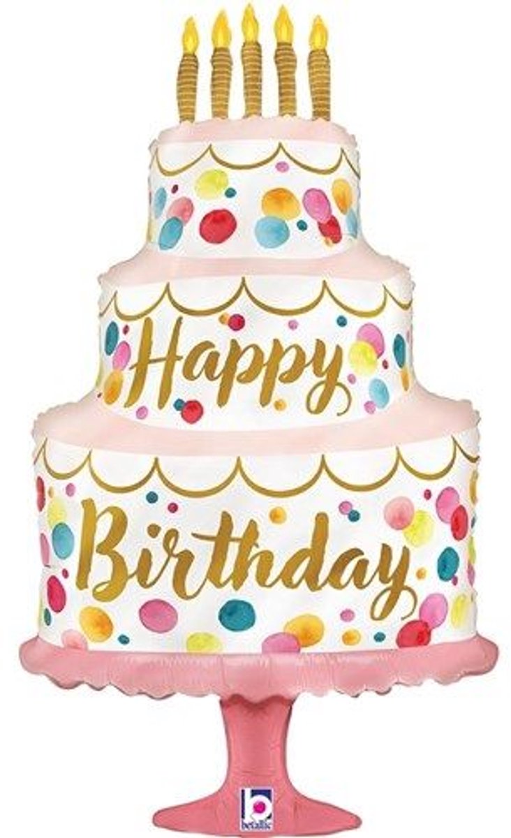 Folieballon - Happy Birthday Taart - 84 cm - Helium- en Luchtvulling