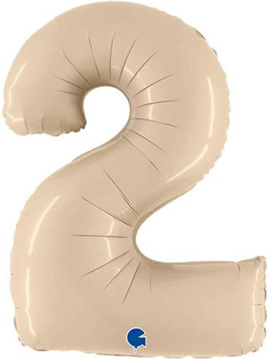 Folieballon Cijfer 2 Satin Cream - 100 cm