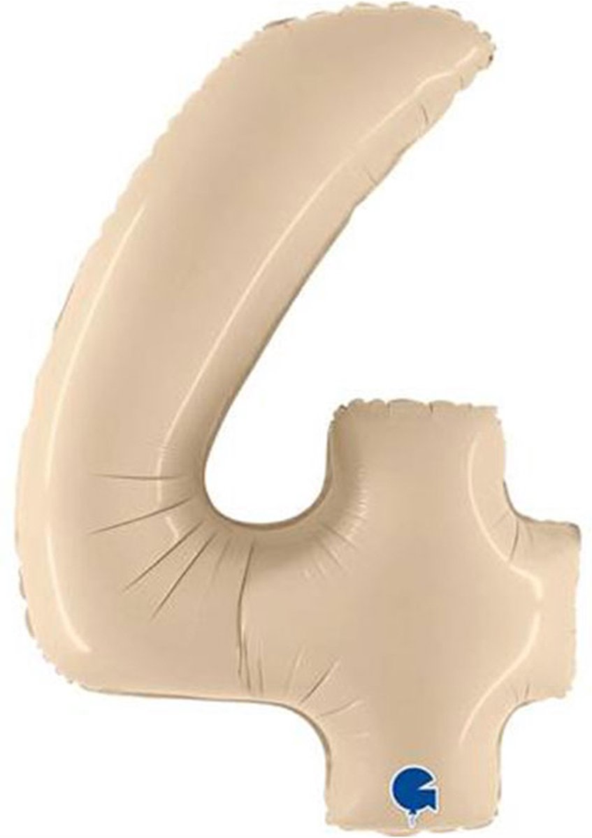 Folieballon Cijfer 4 Satin Cream - 100 cm