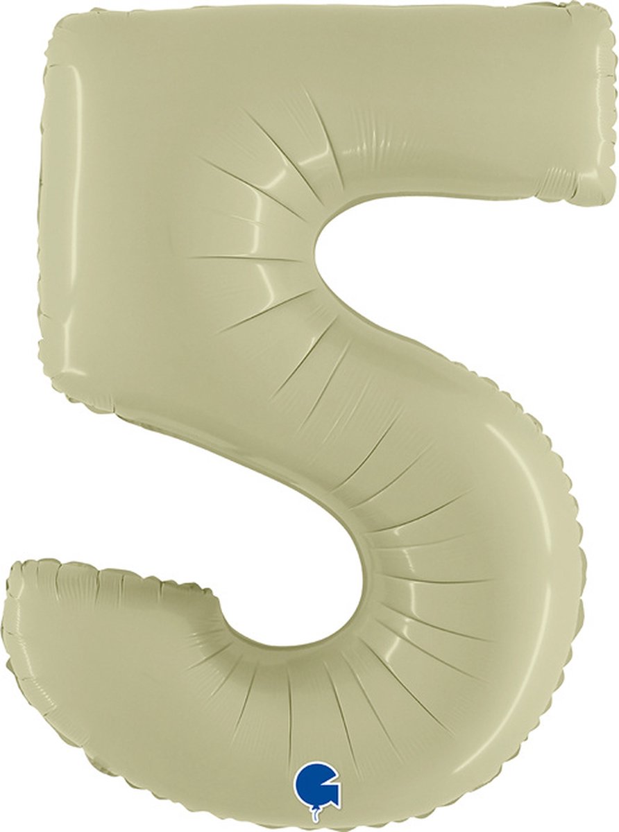 Folieballon Cijfer 5 Satin Olive green - 100 cm